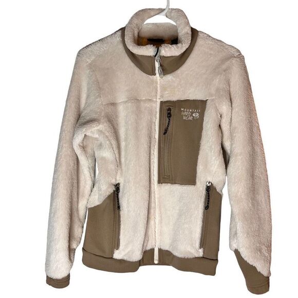 Mountain Hardwear Full Zip Polartec High Loft Fleece Jacket Cream Tan Small - Picture 1 of 14